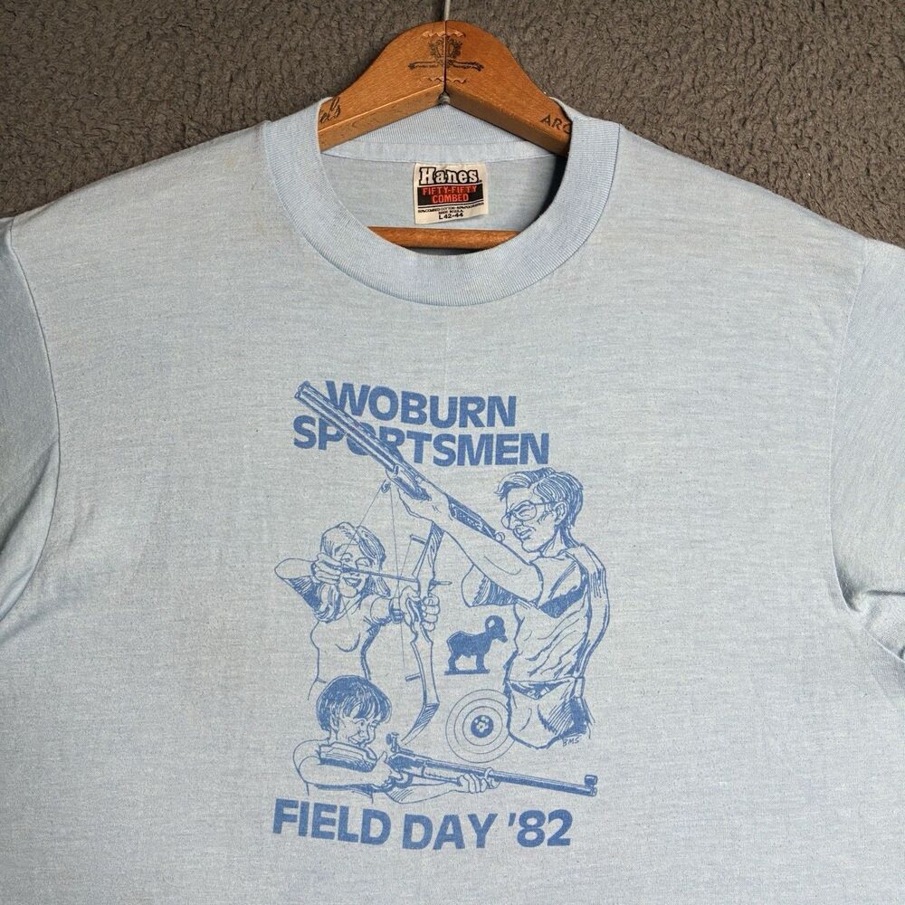 Vintage 80s Sportsman Graphic T-Shirt Mens Large USA Made Single Stitch
